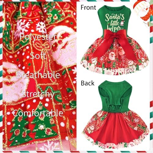 XPUDAC Dog Christmas Dress Outfit Snowman Tulle Dress Holiday Dog Clothes for Small Dogs Girl, Santa Pet Costume Cat Outfits-XXS - Image 5