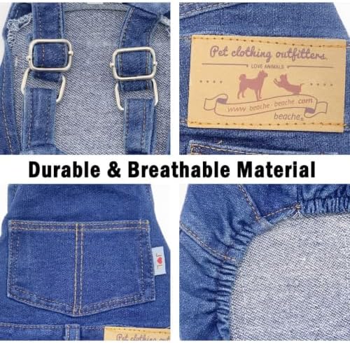 Dog Overalls for Medium Dogs Outfit French Bulldog Clothes Denim Dog Jeans - Image 5