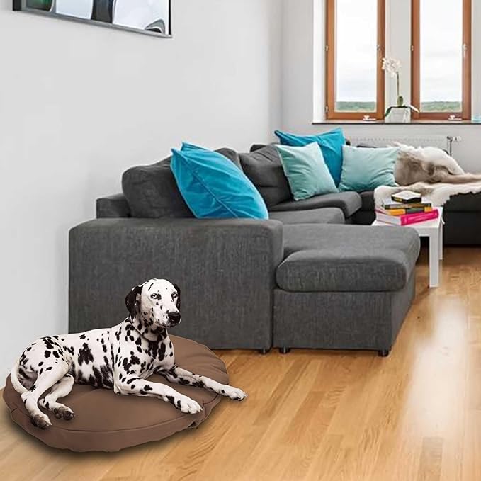 Dog Bed Cover Waterproof Replacement Machine Washable Covers for Dog Bed Heavy Duty Scratch Resistant Mattress Protector Pet Bed Round 24x24 Inch Cover Only Brown