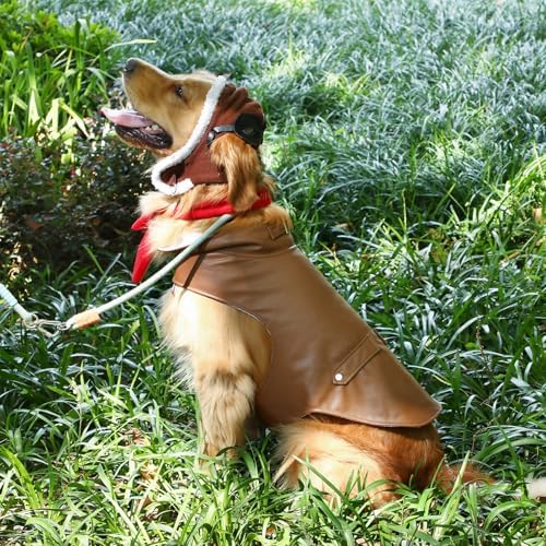 Huhumy 3 Pcs Halloween Dog Pilot Costume Set Aviator Outfit - Image 6