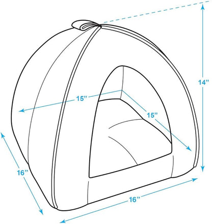 Best Pet Supplies Dog House Bed Crate Mat Tent Indoor Round Soft Plush for Small, Medium, and Large Breeds - Brown Linen, 16" x 16" x H:14"