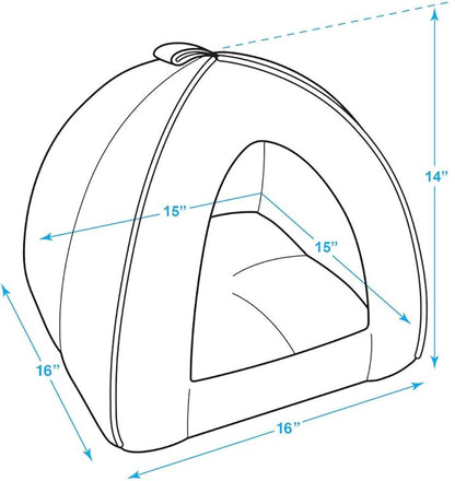 Best Pet Supplies Dog House Bed Crate Mat Tent Indoor Round Soft Plush for Small, Medium, and Large Breeds - Beige Corduroy, 16 x 16 x H:14"