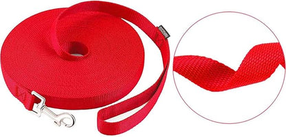 AMAGOOD Dog/Puppy Obedience Recall Training Agility Lead-15 ft 20 ft 30 ft 50 ft Long Leash-for Dog Training,Tie Out,Play,Safety,Camping (20Feet x 1Inch, Red)