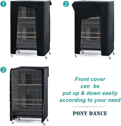 PONY DANCE Pets Product Universal Birdcage Cover Blackout & Breathable Birdcage Cover for Pets' Good Night, Small, Black, 21 Inches L x 21 W x 28 H