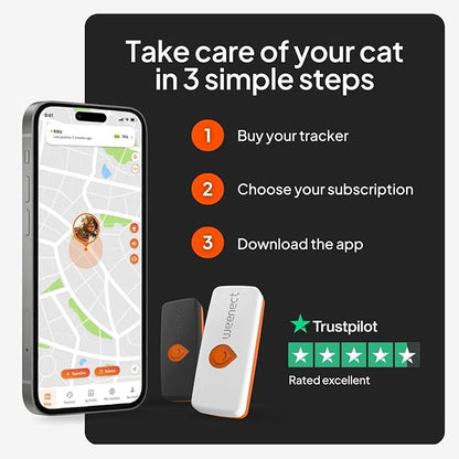 Weenect Cat XS - GPS Tracker for Cats | Real-time GPS Tracking | Smallest Model on The Market | Operates with a Subscription | Collar Included
