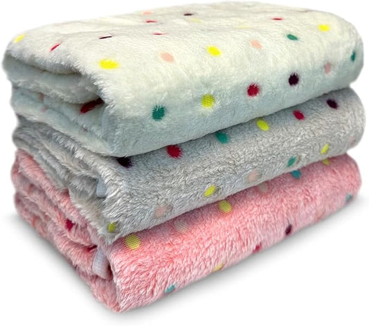 Dog Blankets for Small Medium Dogs Washable, 3 Pack Pet Blanket Washable 30" x 20", Fuzzy Soft Puppy Throw Cover for Kennel Crate Bed