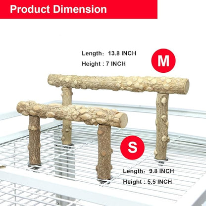 Bird Perch Stand, Bird Cage Top Perch Gym,Natural Wood Parrot Branch for Small Medium Large Parrot (M)