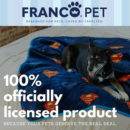 Franco Pet Superman DC Comics Super Soft Cozy Waterproof Sherpa-Backed Blanket Throw for Medium Dogs, Couch/Bed/Car, 40x50 (Officially Licensed Product)