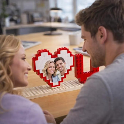 NAZENTI Personalised I Love You Building Bricks with Photo Gifts for Him, Custom Valentines Day Gifts Building Blocks, Blocks Puzzles Couple Gift for Lovers Boyfriend, Heart-Shaped Puzzle