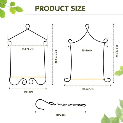 4PK Metal Frame Hummingbird Swings and Perches with Wooden Dowel Black Bird Swing Outdoor Bird Perch Humming Bird Swing