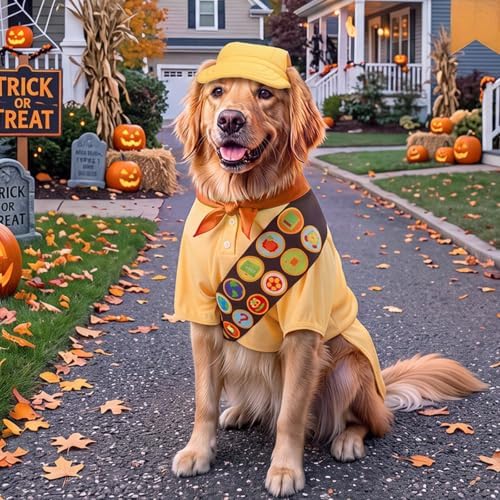 Huhumy 5 Pcs Scout Dog Costume Set with Hat Shirt Sash Scarf for Halloween by Huhumy
