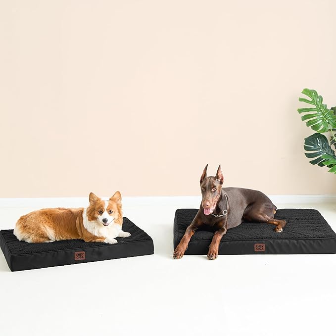 EHEYCIGA Orthopedic XXL Dog Beds for Jumbo Dogs with Removable Washable Cover for Crate, Black, 47x29