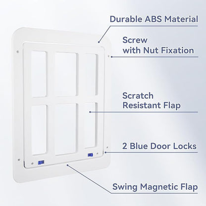 NAMSAN Dog Screen Door, Flap Opening 11.2 x 14.4 inches, Dog Door for Screen Door, Large Pet Door for Sliding Door Magnetic Self-Closing, Screen Door with Doggie Door Built in, Lockable, White