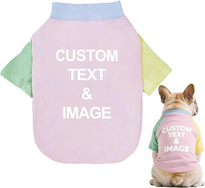 Custom Dog Shirt,Personalized Pet Apparel with Name Text Photo Image,Lightweight Breathable Puppy Kitten Cotton Vest for Small Medium Large Dogs Cats,Puppy Gift (Dopamine Pink, Medium)