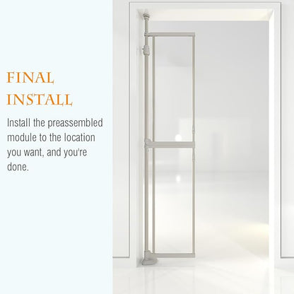 74-98" Extra Tall Cat Gate,Fits 33.85-42" Wide Opening,No Drilling Pressure Mount Design,Innovation Transparent Double Opening Pet Gate,Double Doors for Doorways/Stairs/Kitchen/Home, White