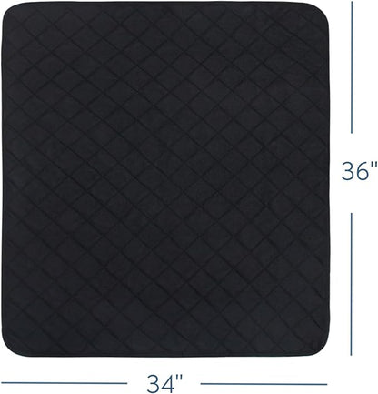Washable Incontinence Bed Pad - Reusable Underpad for Kids, Adults, Elderly, Hospitals & Pets - Waterproof Protector for Bed, Sofa, Floor - Super Absorbent 34" x 36" - Black