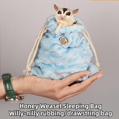 Sugar Glider Bonding Pouch - Soft Sleeping Pouch with Breathable Vent & Drawstring Portable Travel Bag Small Animal Carrier for Sugar Glider Squirrel Hamster Rats Hedgehog Bird Parrot (Grey)