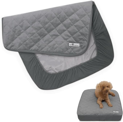 Paw Inspired Waterproof Fitted Cover for Dog Bed | Washable Bed Protector for Dog Mattress | Removable Replacement Cover for Small Pet Bed (Gray, 30 x 20 x 5 Inch)