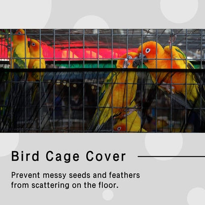 Universal Bird Cage Seed Catcher, Elasticity Airy Gauze Guard Net Cover, Soft Parrot Mesh Skirt Cover, for Round Square Cages (Black, L)