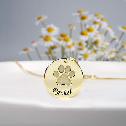 Personalized Cute Dog Cat Paw Name Necklace Forever Love Custom Heart Pendant Pet Name Necklace Gift for Pet Lovers