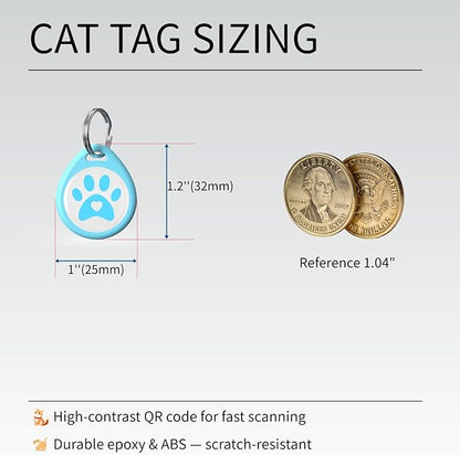 Peace of Mind for Cat Owners: 2-Pack QR ID Tags. The Microchip Backup That Talks. Scan for Instant Contact & Medical Info - Always Free (Blue&Blue, for cat - 1")