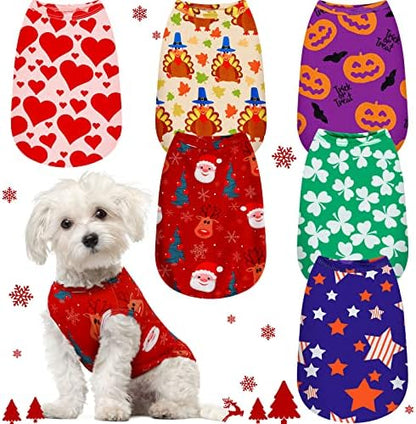Xuniea 6 Pcs Halloween Dog Shirt, Holiday Pet Clothes, S (fit 3-5lbs by Xuniea