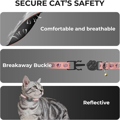 AirTag Cat Collar, Breakaway Cat Tracker Collar, Airtag Holder Compatible with Apple Air Tag, [Lightweight & Scratch Resistant] Adjustable Comfortable GPS Pet Collar for Cats Kittens, Pink
