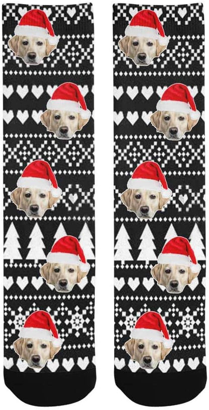 Custom Face Socks, Personalized Dog Lover Pet Photo Picture on Socks Unisex Athletic Crew Socks for Men Women