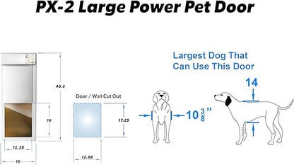 Power Pet Automatic Electronic Pet Door by High Tech Pet - Pet Operated Dog Door, High Security, Air Tight, for Large-Sized Dogs 30-100 lbs. (12 1/4" x 16" Pet Opening), Easy Door Install - PX-2W
