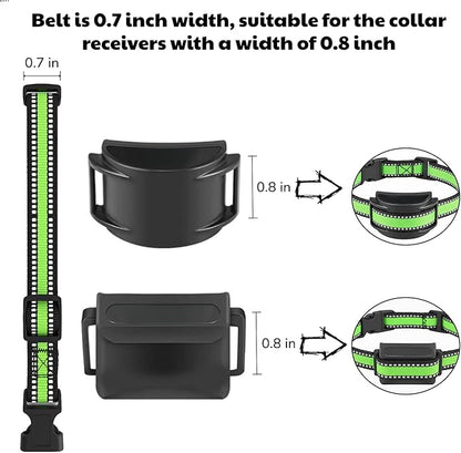 Dog Training Collar Replacement and Shock Collar Strap - 3/4 Inch Wide Adjustable Nylon Band with Reflective Replacement Strap for E Collar and Bark Collar (Green)