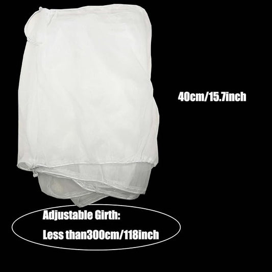 Allazone Bird Cage Seed Catcher, Large Bird Cage Cover, 75-118'' Universal Adjustable Birdcage Cover Skirt Soft Airy Nylon Mesh Net for Parakeet Macaw African Round Square Cage, White