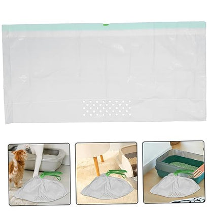 7pcs Cat Litter Filtering Bag White Cat Waste Filter Pouch for Easy Cleanup Litter Supplies for Pet Owners