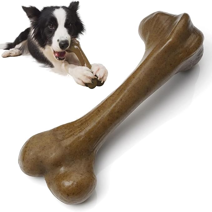 Tough Dog Toys for Aggressive Chewers, Indestructible Dog Toys, Nylon Dog Bones, Durable Tough Puppy Teething Toys, Interactive Dog Toys for Medium Large Breed, Best Gift for Dogs, Beef Flavor