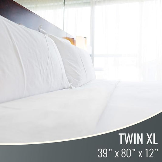 DMI Twin XL Waterproof Mattress Protector - Fitted, Noiseless Mattress Cover, Soft and Breathable, 39" x 80"x 12", White