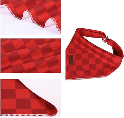 Lionet Paws Christmas Dog Bandana Washable Cotton Handkerchief Scarf Triangle Christmas Red Plaid Dog Bandanas for Medium Large Dogs Girl Boy