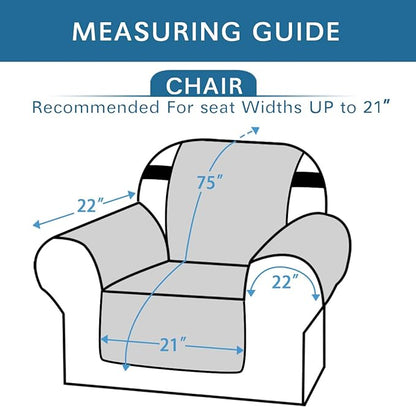 H.VERSAILTEX Reversible Chair Cover Furniture Protector Anti-Slip Couch Cover Water Resistant 2" Elastic Straps Chair Slipcover Pets Fit Sitting Width Up to 21" (Chair:75" x 65", Taupe Brown/Beige)