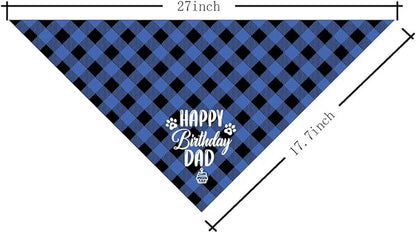 Dog Bandana, Happy Birthday Dad Dog Bandana, Dog Scarf Classical Plaid Printing, Dog Scarf Accessories, Dog Bandana Pet Scarf, Pet Scarf Accessories, Dog Bandana Gift for Dad Birthday Party (K26)