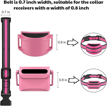 Dog Training Collar Replacement and Shock Collar Strap - 3/4 Inch Wide Adjustable Nylon Band with Reflective Replacement Strap for E Collar and Bark Collar (Pink)