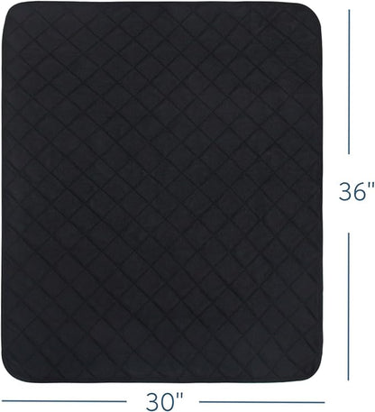 Washable Incontinence Bed Pads, Reusable Underpads for Kids, Adults, Elderly, Hospitals & Pets, Waterproof Bed Protector Pad for Bed, Sofa, Floor, Super Absorbent Bed Pad 30" x 36"- Black