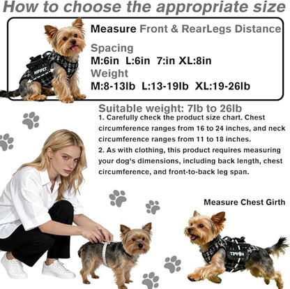 Dog Lift Harness Dog Carrier Adjustable Breathable Vest Straps for Small Medium Pet Treat Bag Fashion Outdoor Hiking (Black M 14-19lb)
