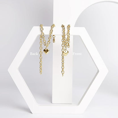 HOWWFALY Dog Collar and Cat Chain Necklace Stainless Steel Adjustable 18K Gold Heart-Shaped Necklace for Small Pets Cats Kitten Puppy (Gold, 10 inch)