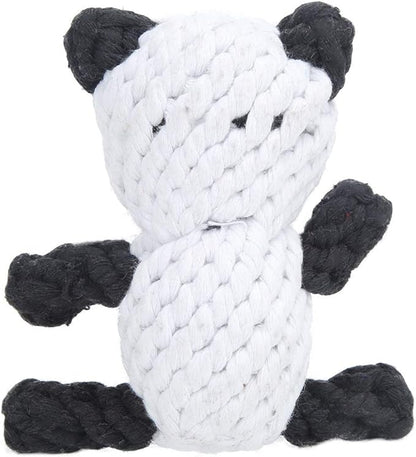 Pet Cotton Rope Biting Chewing Molar Toy, Cartoon Animal Shape & Pure Manual Weaving, Dog Rope Toys with Strong and Hard, Grind and Clean Teeth, Relieve Pressure (Panda)