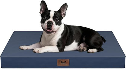 Outdoor Waterproof Dog Bed, Orthopedic Dog Bed for Medium Dogs 30x20 Inch, Egg Crate Foam Pet Bed with Washable Removable Oxford Cooling Cover, Navy