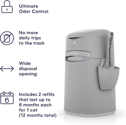 Bundle of Litter Genie Easy Roll Pail | Cat Litter Box Waste Disposal System for Odor Control with 1 Starter Refill (24 Bags) + Litter Genie Easy Roll Refill (24 Bags)