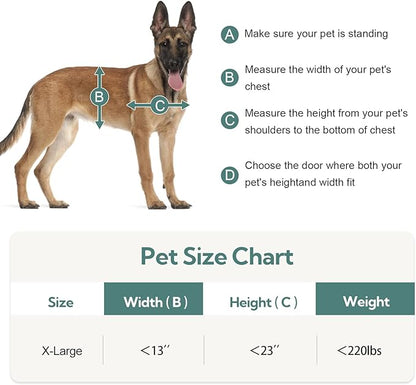 [Parab House] Aluminum XL Dog Door for Door, Open Size:24.4" H x 13.8'', Heavy Duty Doggy Door with Full Enclosed Magnetic Flaps,Extreme Weather Doggie Doors,Giant Doggie Door(Silver, XLarge)Pet Door