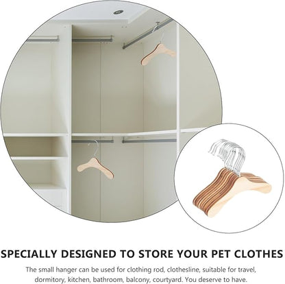 Wooden Dog Hangers 8.66 Inch Small Pet Hangers Wear-Resistant Solid Wood for Dogs and Cats Household Pet Accessory