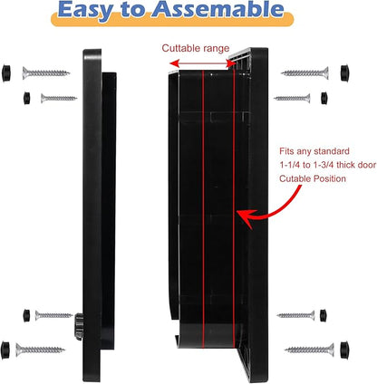 Wordcam Large Cat Door(Outer Size 10.7'' x 9.5''), Robust Cat Door for Interior Exterior Doors, 4 Way Lockable Cat Flap Door, Pet Door for Cats Kitty Kittens Doggies (Black, L)