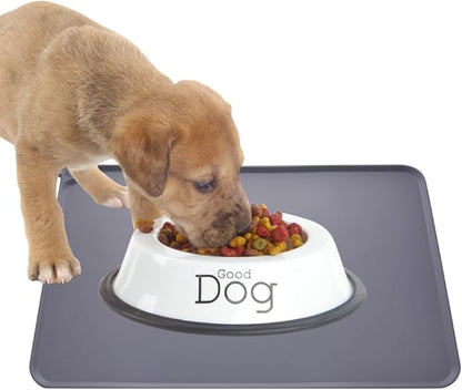 Guardians Silicone Dog Cat Bowl Mat, Non Slip Pet Feeding Mat, Waterproof, Grey, 18.5"x11.8"