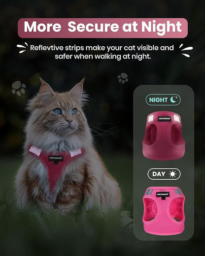 FAYOGOO Cat Harness, Cat Leash and Harness Set for Walking Escape Proof, Harness for Small Cats/Small Dogs, Large Kitten/Puppy Harness and Leash, Harness for Cats S-XXL(Pink, X-Large)