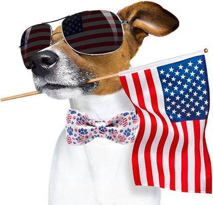 Lionheart Glory American Flag Dog Collar with Bow, Adjustable for Large Dogs